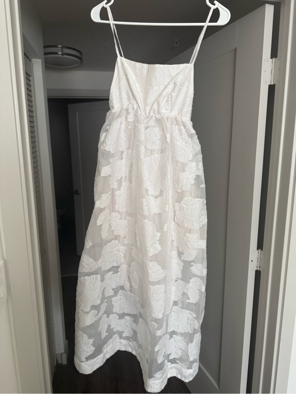 BHLDN White Floral Lace Spaghetti-Strap Maxi